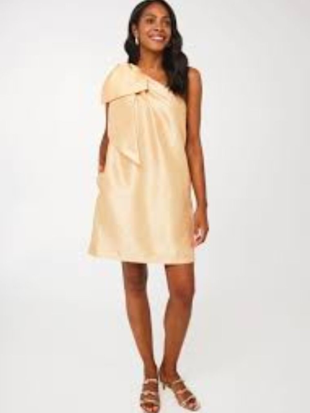 Abbey Glass Gold Dupioni Cassie Dress Cocktail Party Wedding Guest Medium